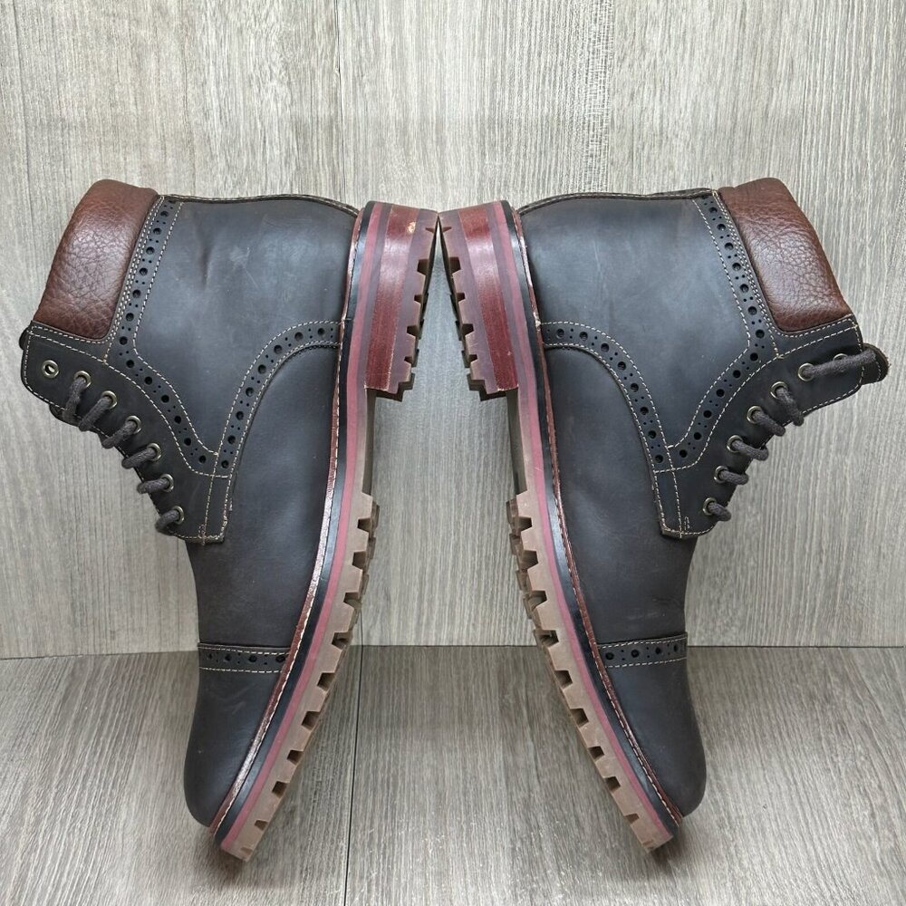 Warfield & Grand Boots Mens Sz 8 Presidio Leather Lace Up Cap Toe Ankle Brown - Picture 9 of 13